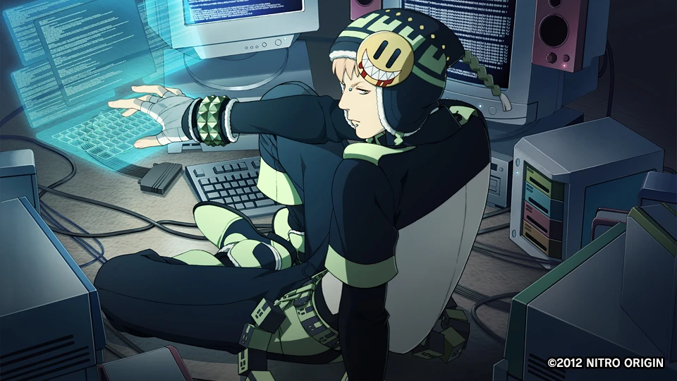 画像：蒼葉のパソコンを操作するノイズ